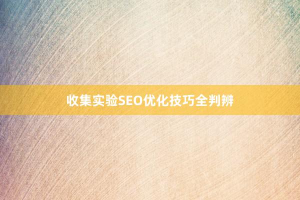 收集实验SEO优化技巧全判辨